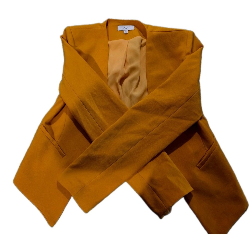 Women's Blazer Open Front. Pockets Size M. Mustard Yellow Orange. Office. OVI